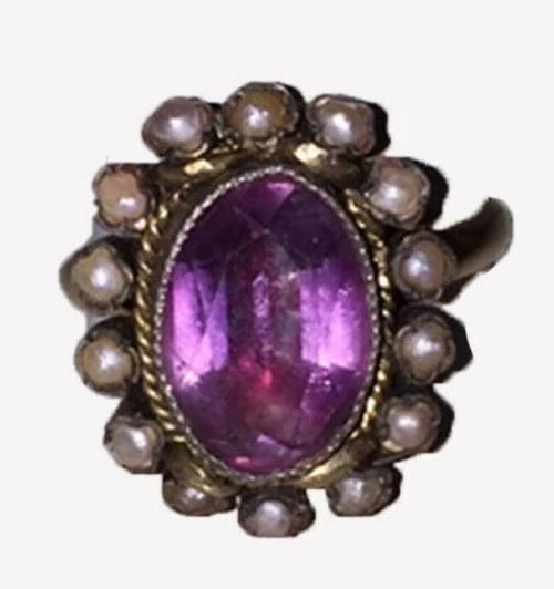 Georgian Amethyst 14 kt Gold Sterling Sea Pearl Ring (1 of 5)