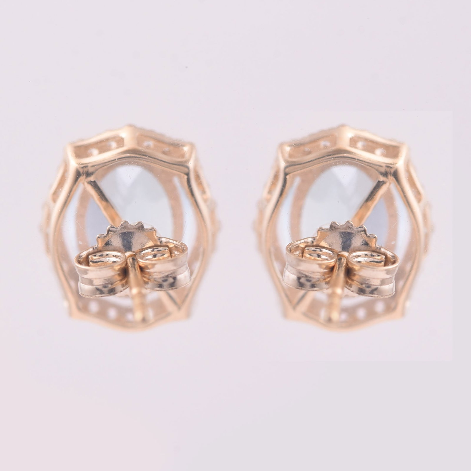 3.14 Ct Oval Blue Topaz 9K Gold Earrings - 3