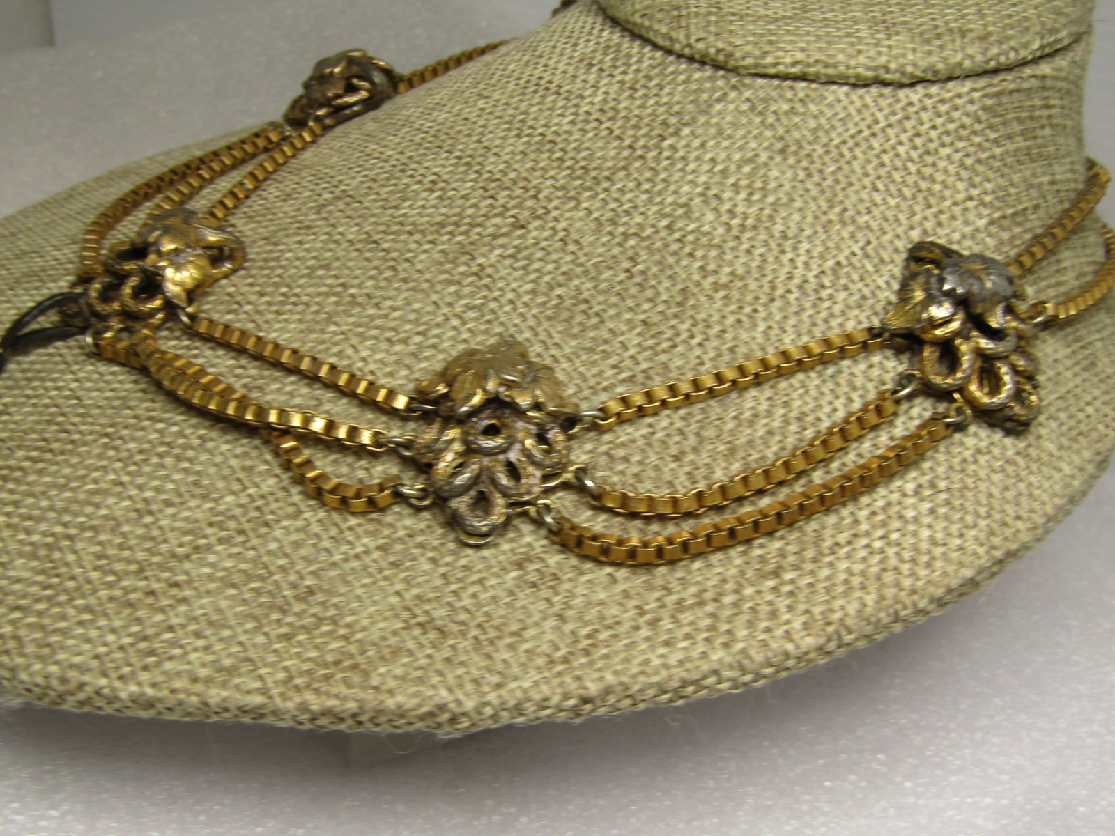 Vintage Triple Strand Cherub Pendant and Grape Cluster Necklace, Retro Perid, 1930's-1940's, 16" - 4