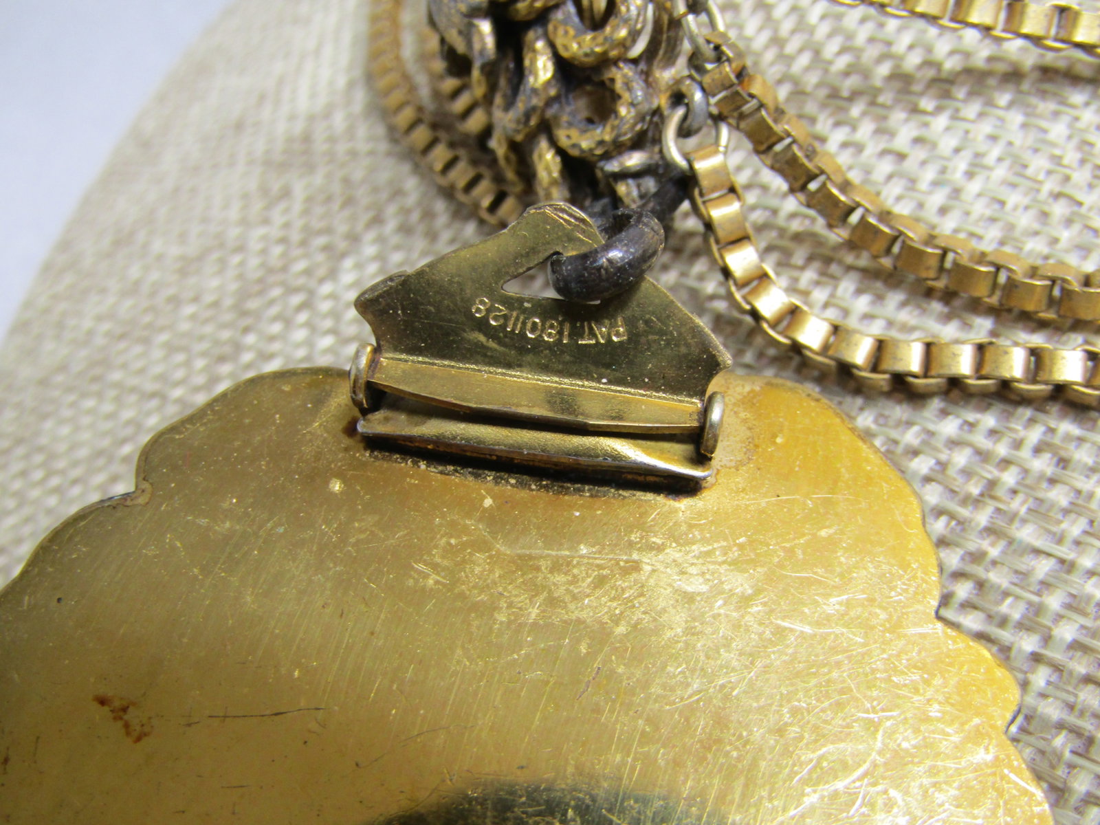 Vintage Triple Strand Cherub Pendant and Grape Cluster Necklace, Retro Perid, 1930's-1940's, 16" - 6