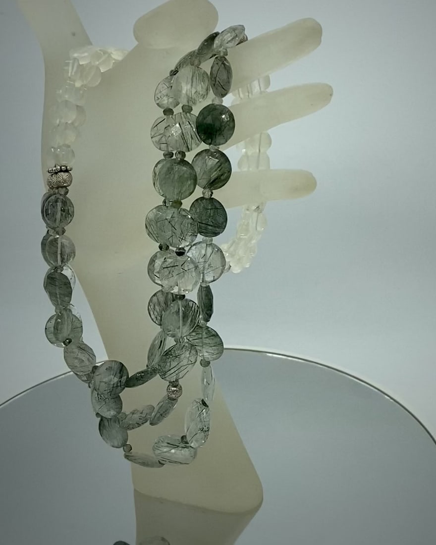 Green Tourmalinated Quartz Necklace - 4