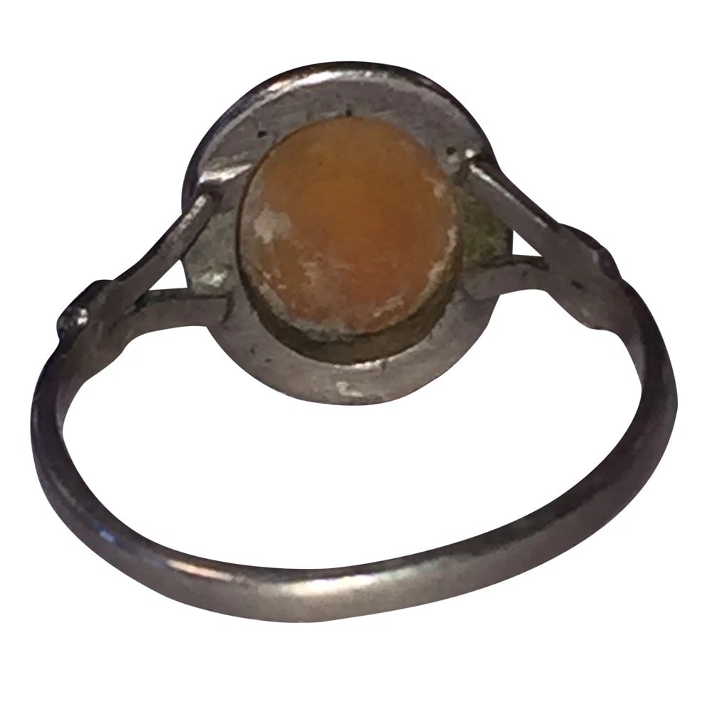 Art Deco 800 Silver Cameo Profile Ring - 6