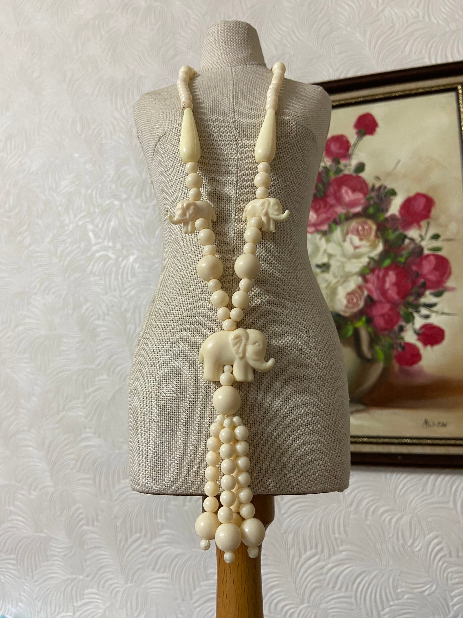 Vintage Celluloid Elephant Sweater Necklace (1 of 5)