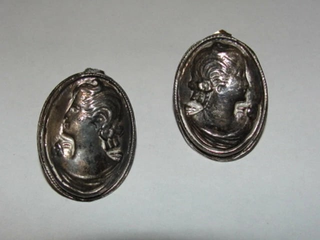 Sterling Silver Art Nouveau Inspired Women's Profile Cameo Earrings - 4