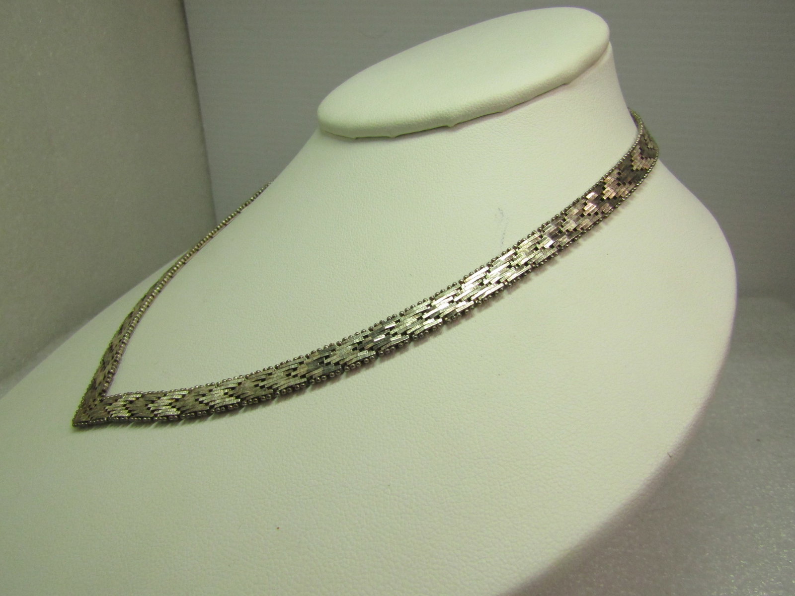 Vintage Sterling Riccio V-Drop Necklace, 18" and 6.5mm wide, Signed IBB, Italy. 1980's-1990's - 2