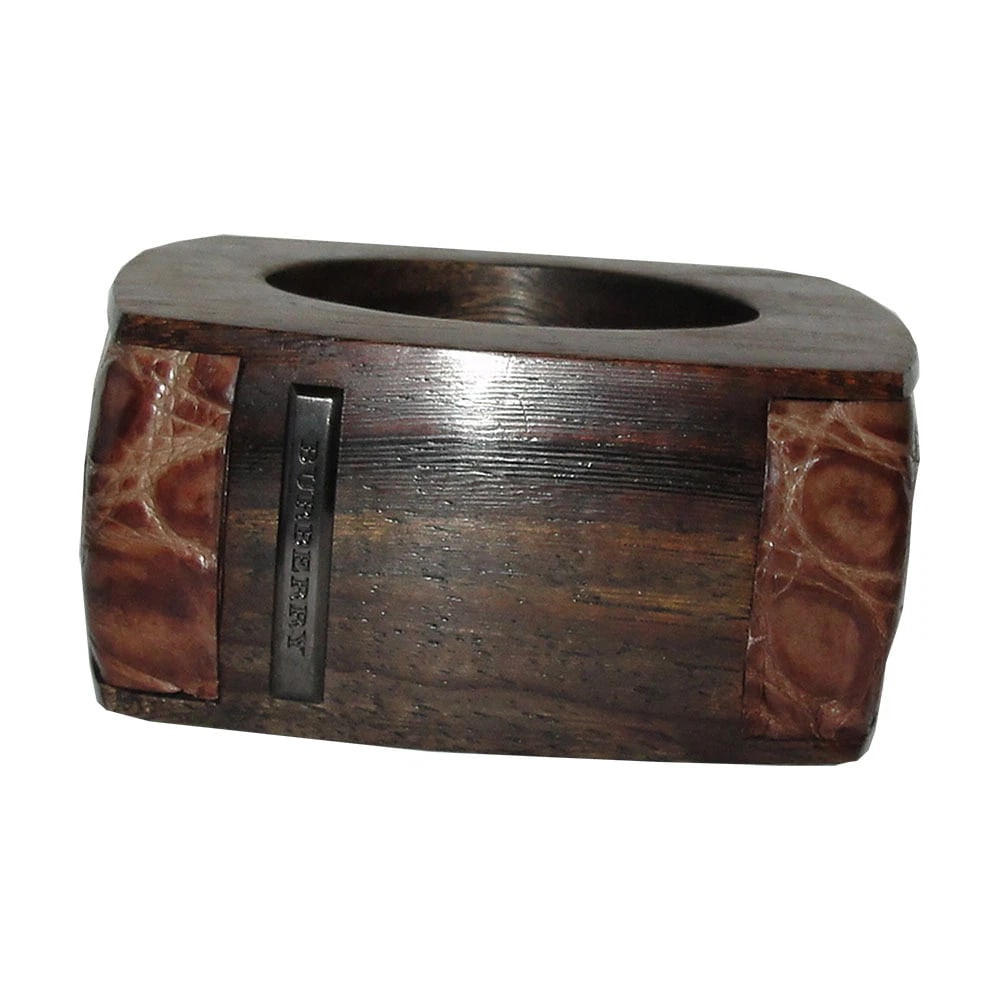 Massive Runway Burberry Wood Leather Bracelet - 2