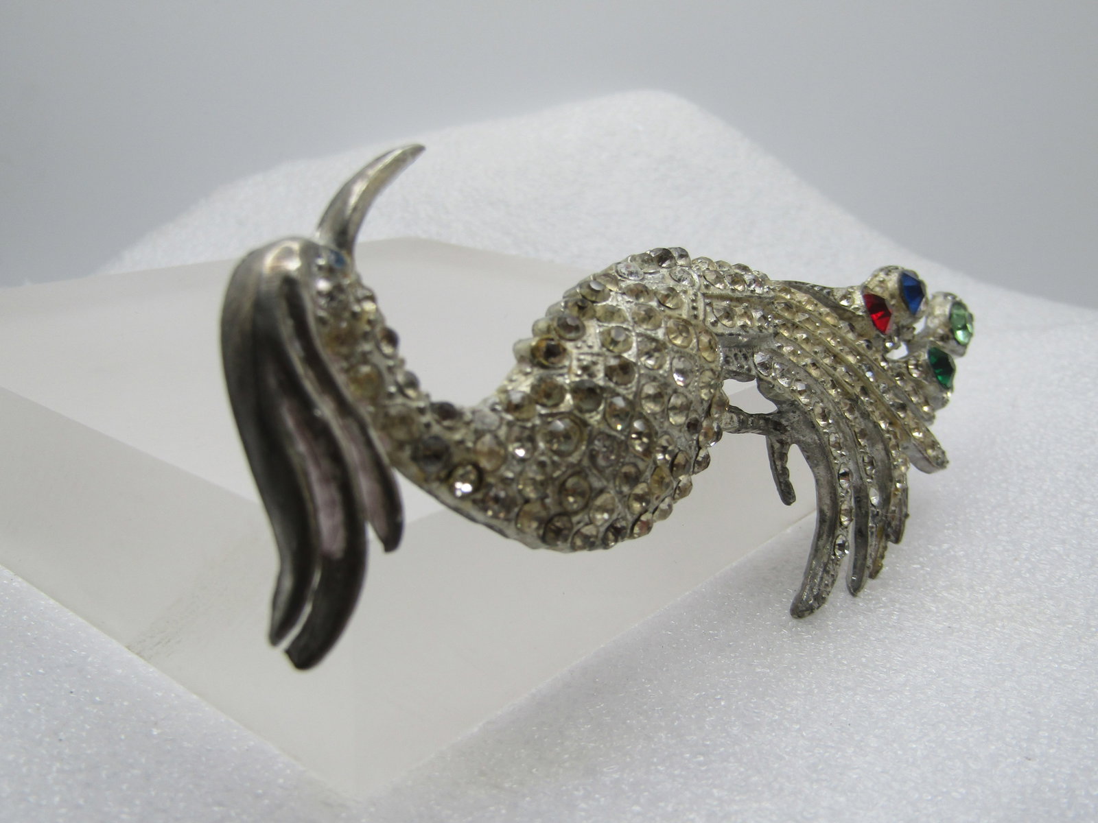 Vintage Rhinestone Peacock Brooch, Art Deco, 1930's-1940's, Cast Metal - 3