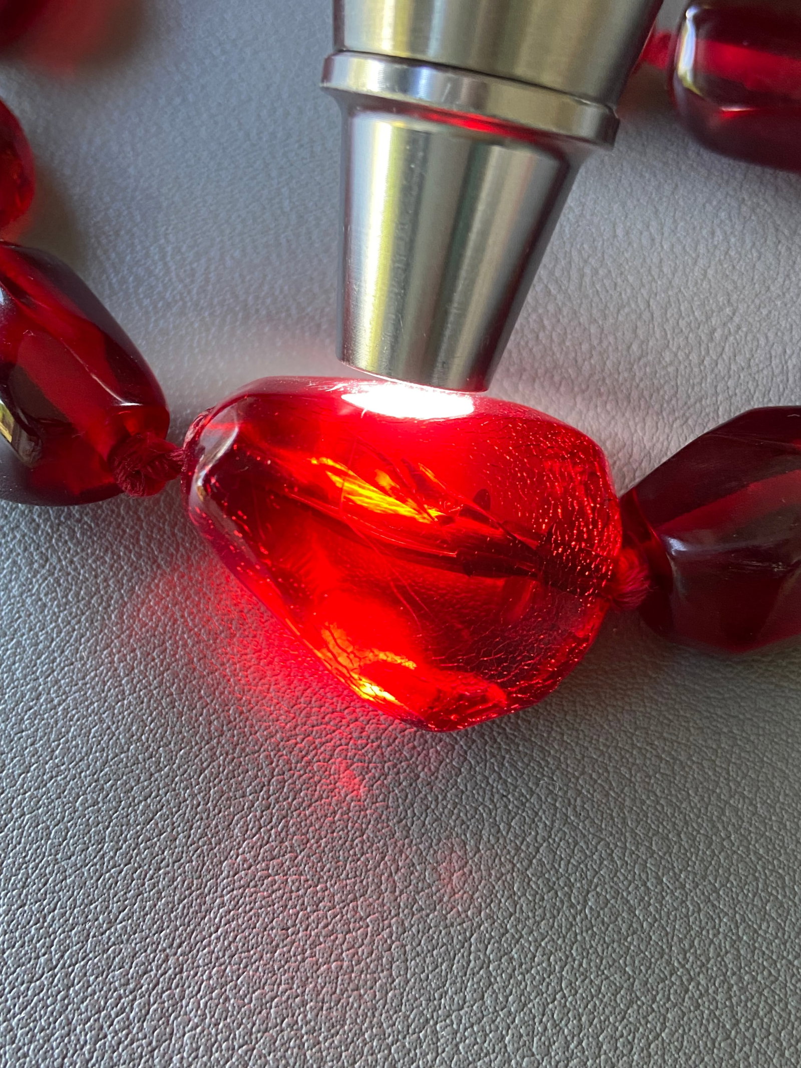 Vintage 1930s Celluloid Cherry Amber Graduated Faceted Bead Necklace - 56cm / 85g - 13
