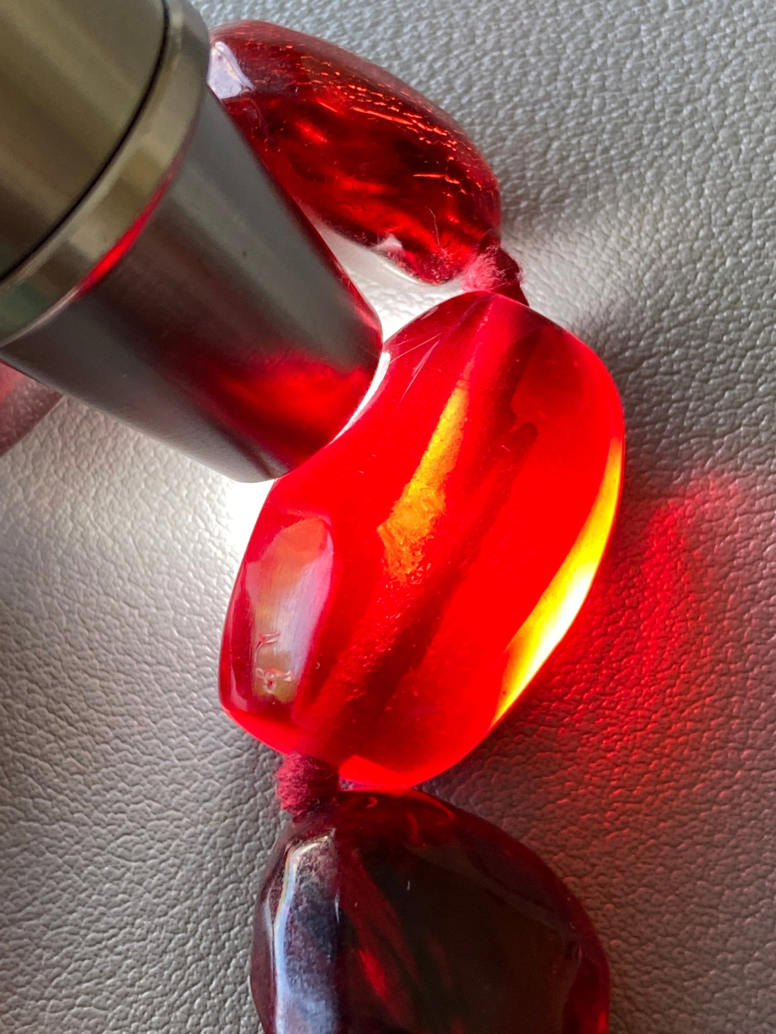 Vintage 1930s Celluloid Cherry Amber Graduated Faceted Bead Necklace - 56cm / 85g - 14