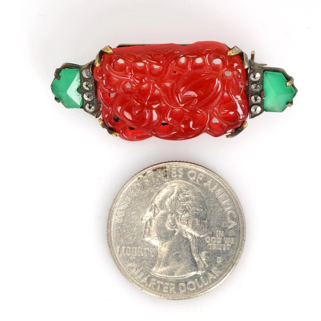 Czech Art Deco Chinese-style Glass Pin 1930's - 2