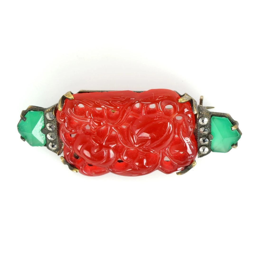 Czech Art Deco Chinese-style Glass Pin 1930's - 3
