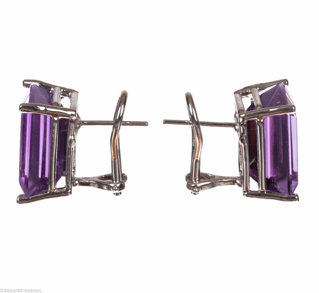 14 kt White Gold Emerald Cut Amethyst Earrings Alberto Juan - 4