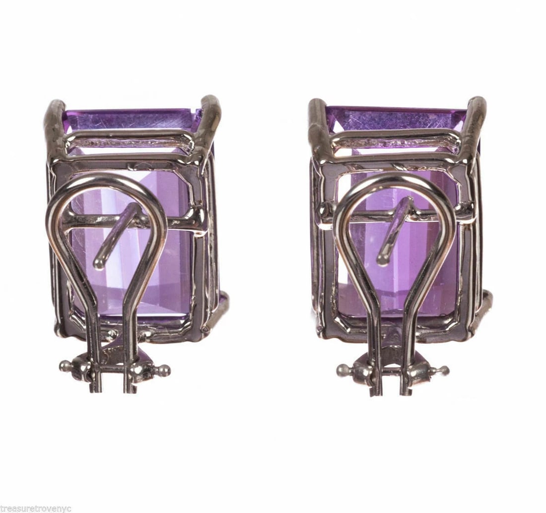 14 kt White Gold Emerald Cut Amethyst Earrings Alberto Juan - 5