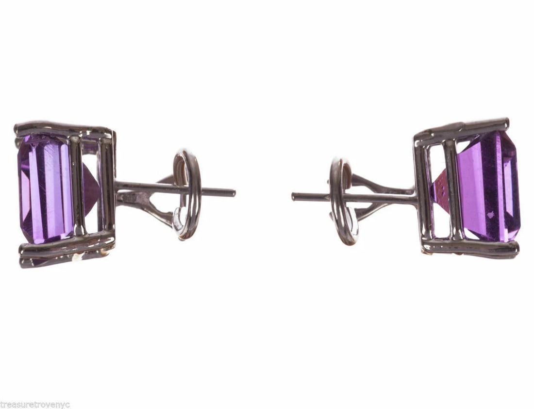 14 kt White Gold Emerald Cut Amethyst Earrings Alberto Juan - 6