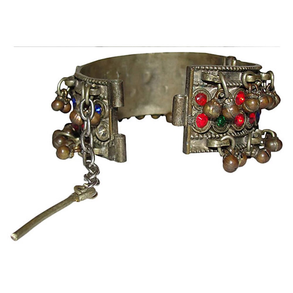 Afghani Hinge Glass Bell Bangle - 4