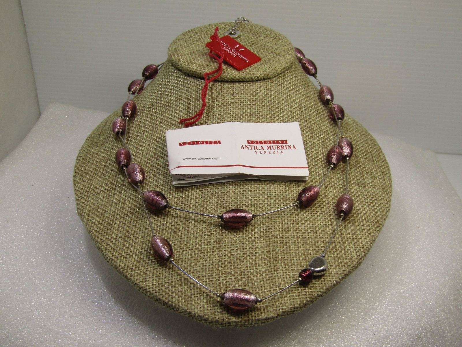 Sterling Purple Glitter Glass Necklace, Antica Murrina, 18"-19". NIB, 1990's - 8