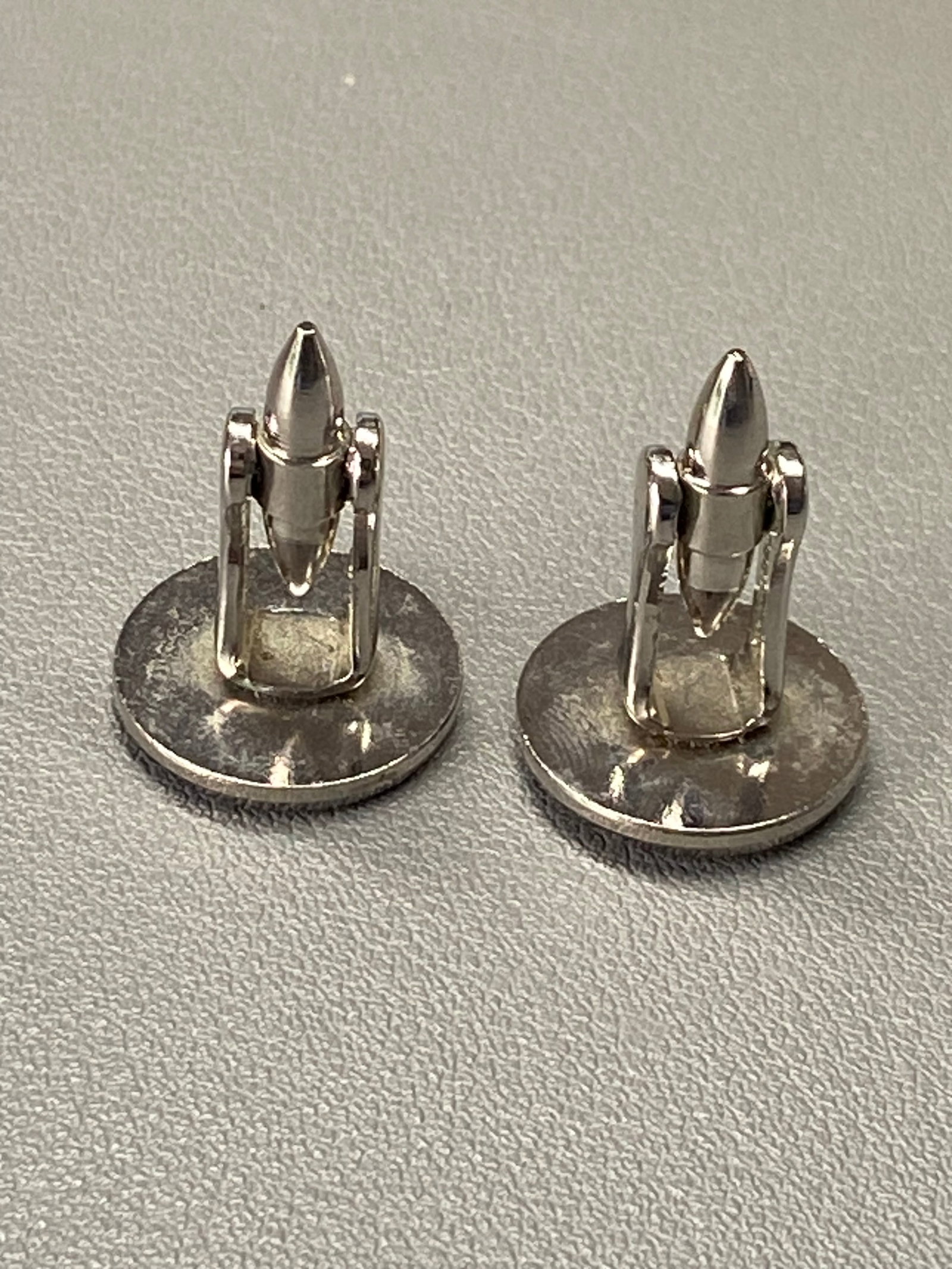 A Pair of Patented Vintage White Gold Gilt Silver Cufflinks with Inlaid Abalone Shell - 5