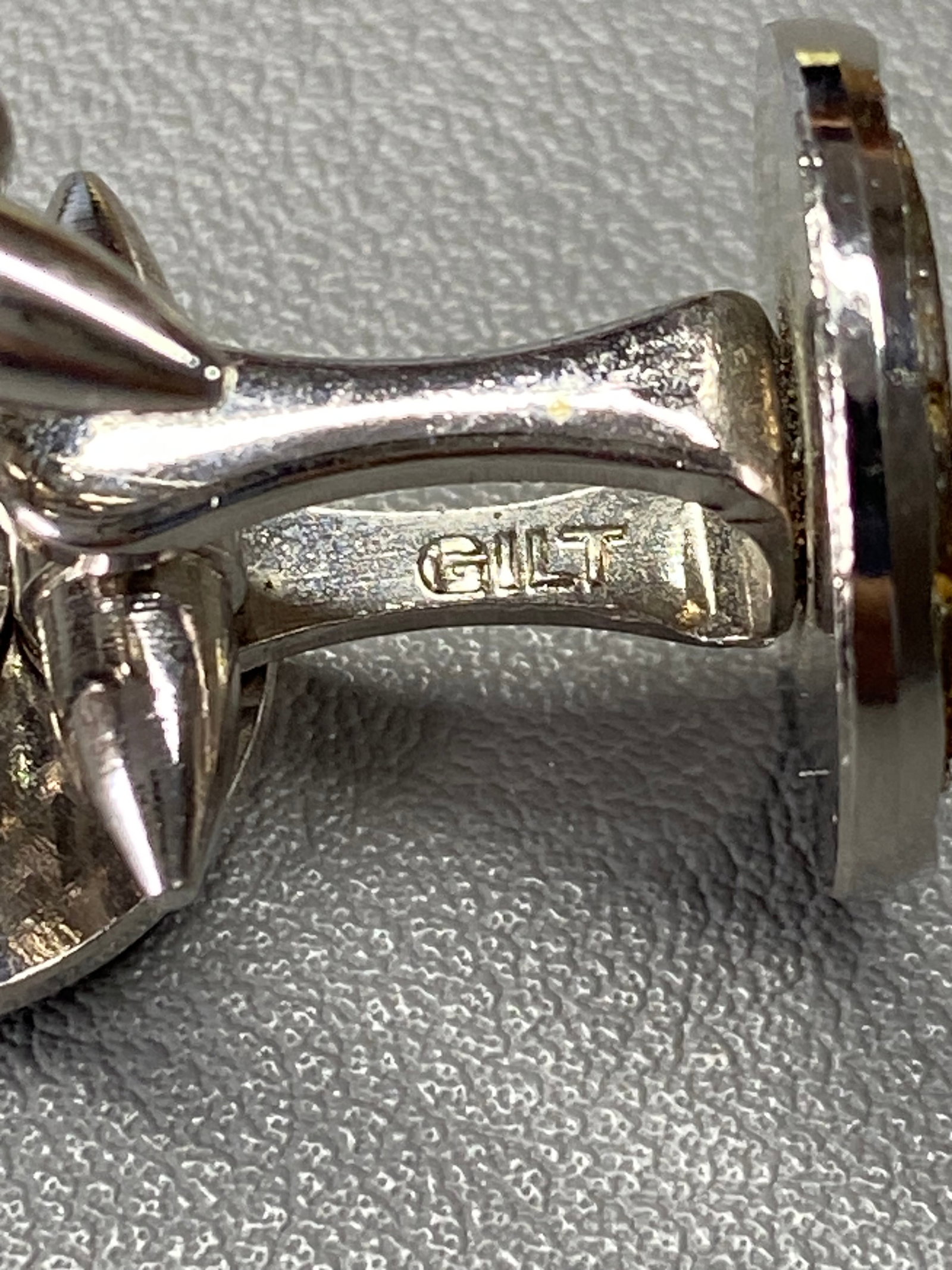 A Pair of Patented Vintage White Gold Gilt Silver Cufflinks with Inlaid Abalone Shell - 8