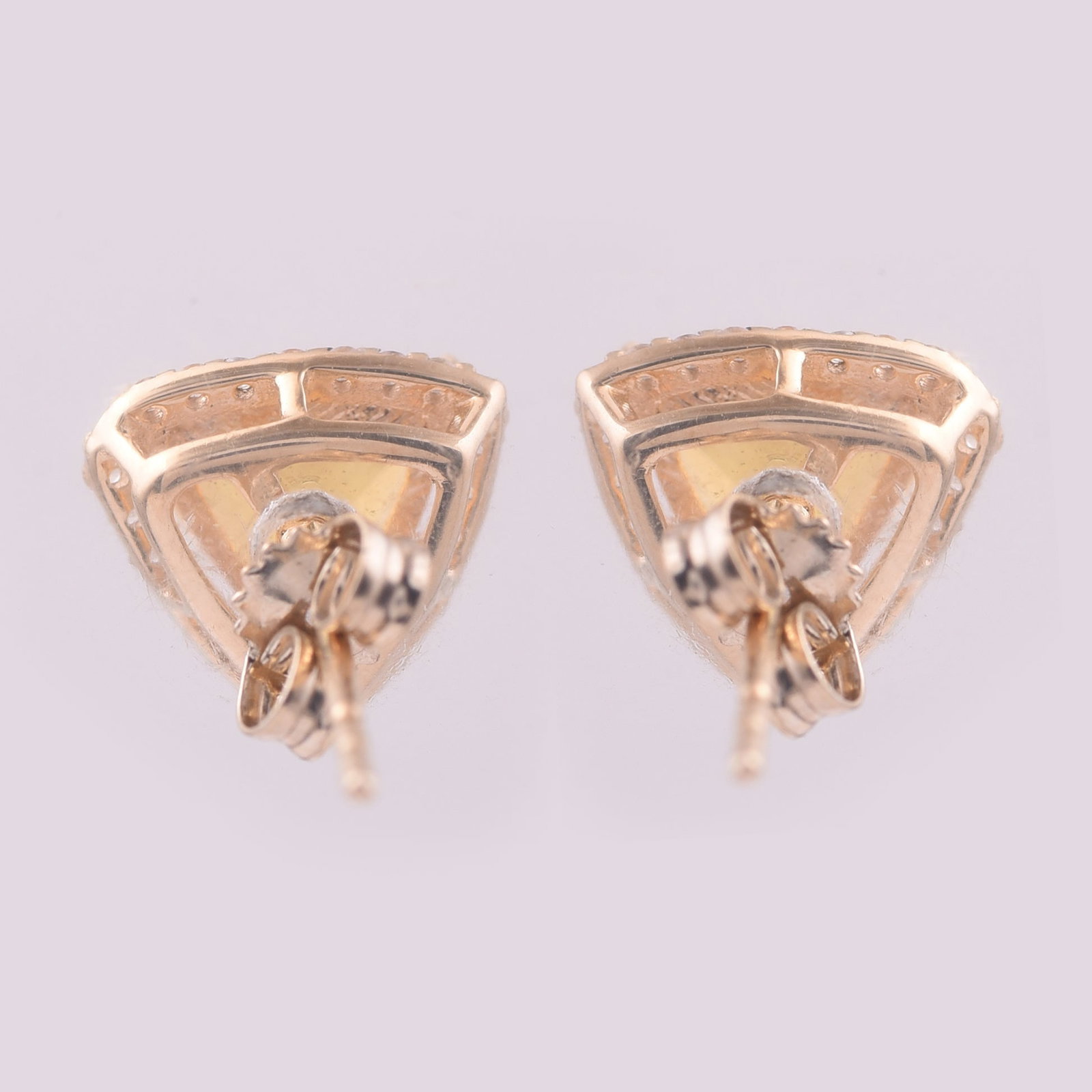 1.56 Ct Trillion Br.Fire Opal 9K Gold Earrings - 4