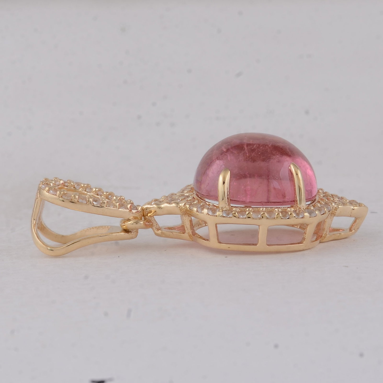 3.57 Ct Cushion Tourmaline 9K Gold Pendant - 3