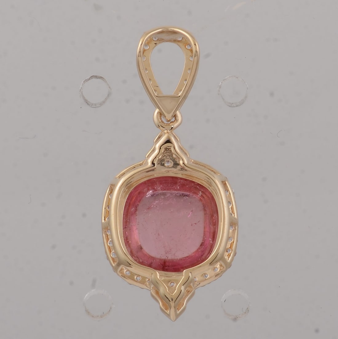 3.57 Ct Cushion Tourmaline 9K Gold Pendant - 4