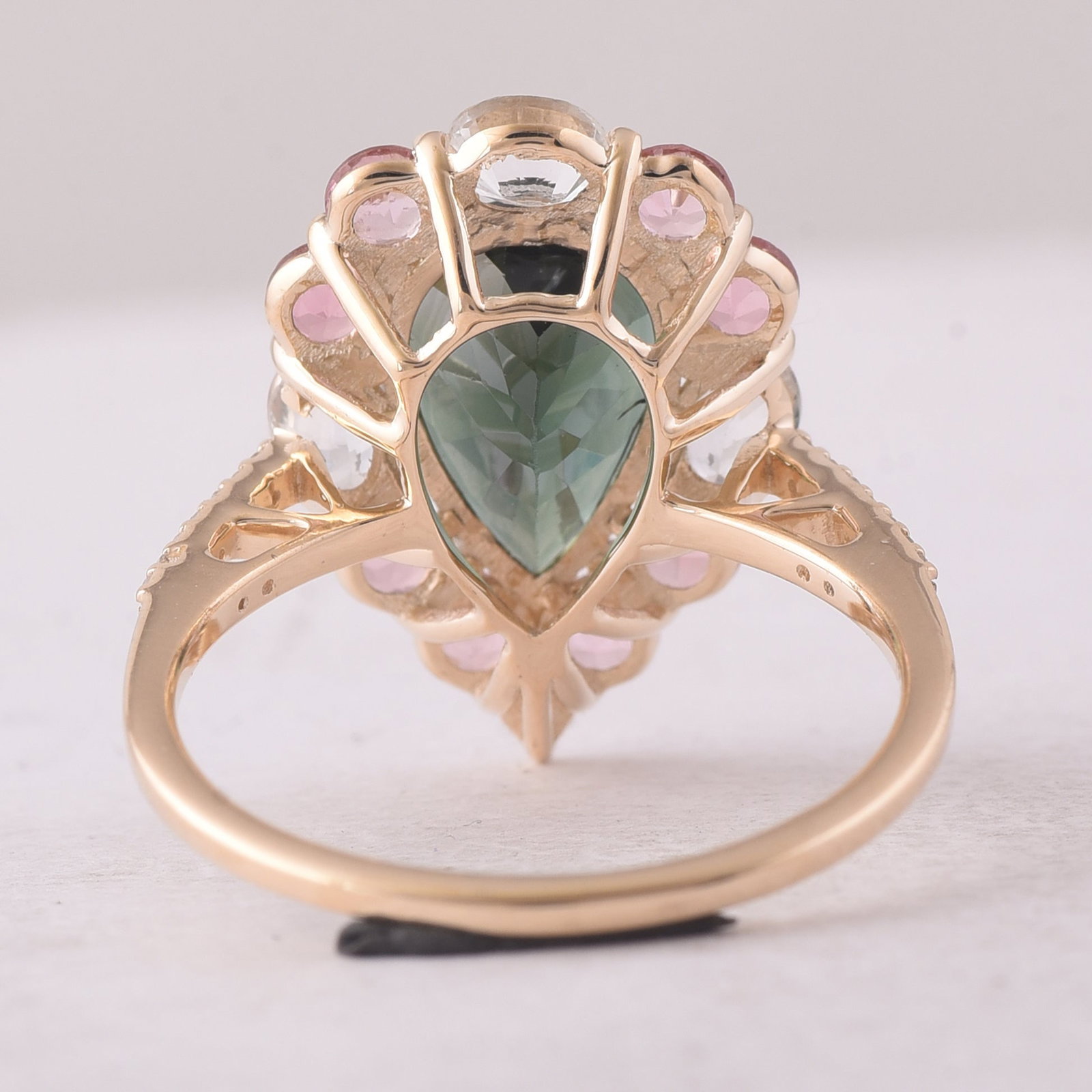4.24 Ct Pear Tourmaline 9K Gold Ring - 3