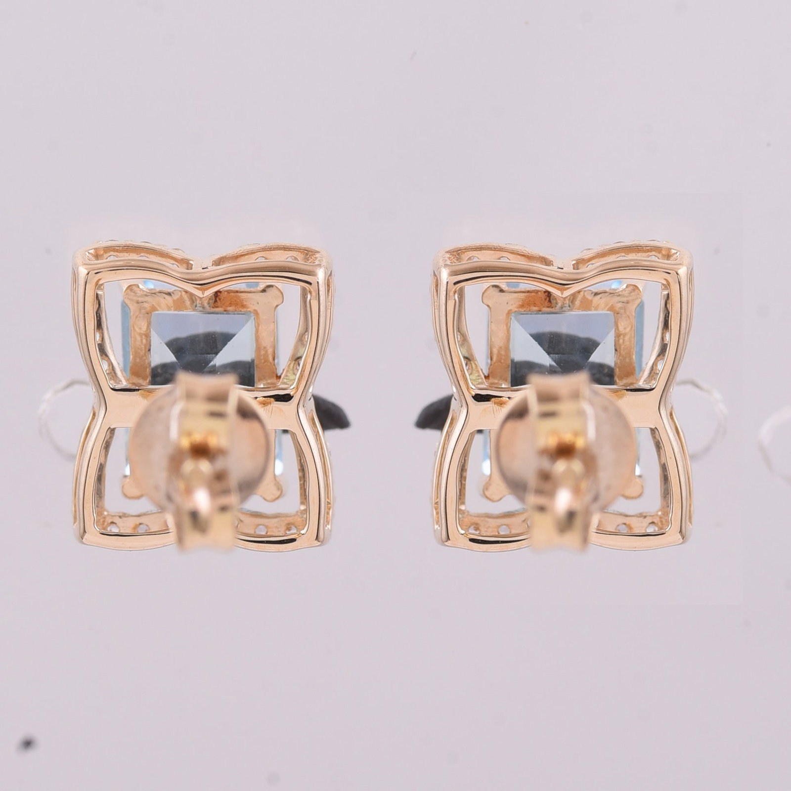 2.59 Ct Octagon Blue Topaz 9K Gold Earrings - 3