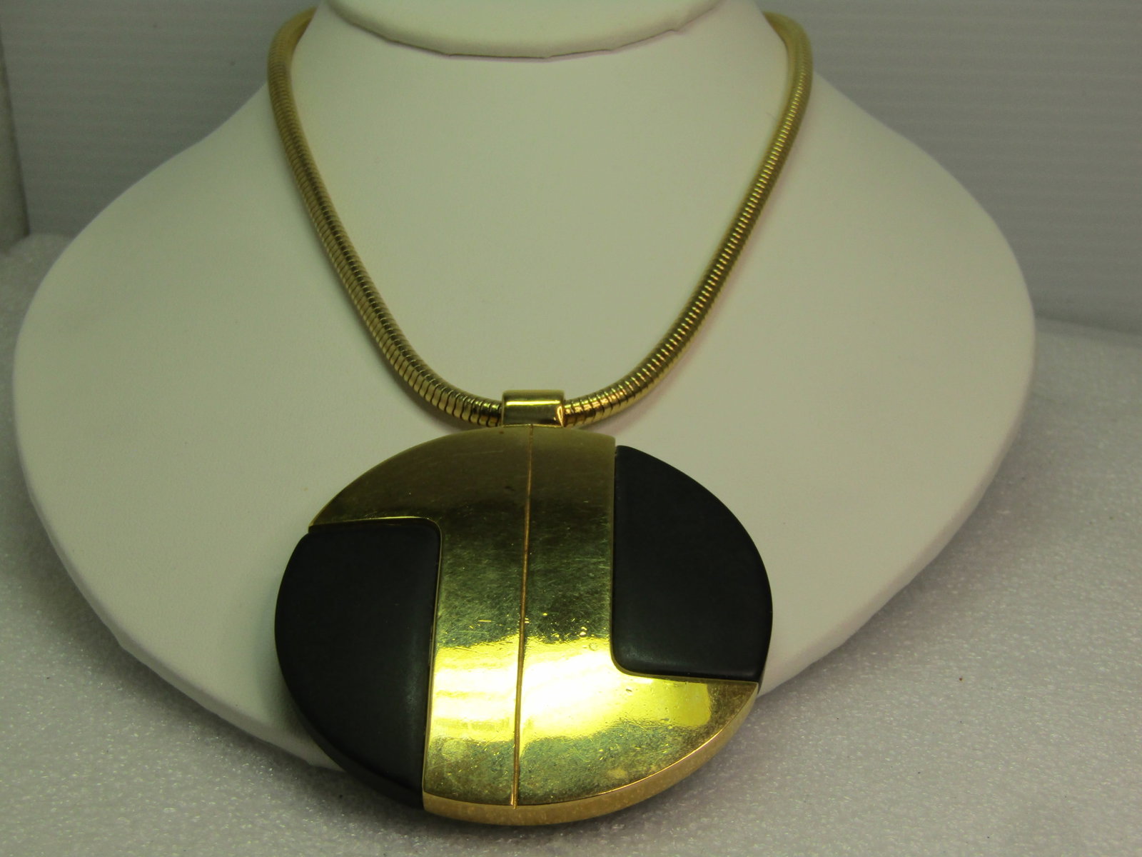 Vintage Lanvin Paris Black/Gold Necklace, 18.5", Snake Chain,Statement Piece, 1960's (1 of 7)