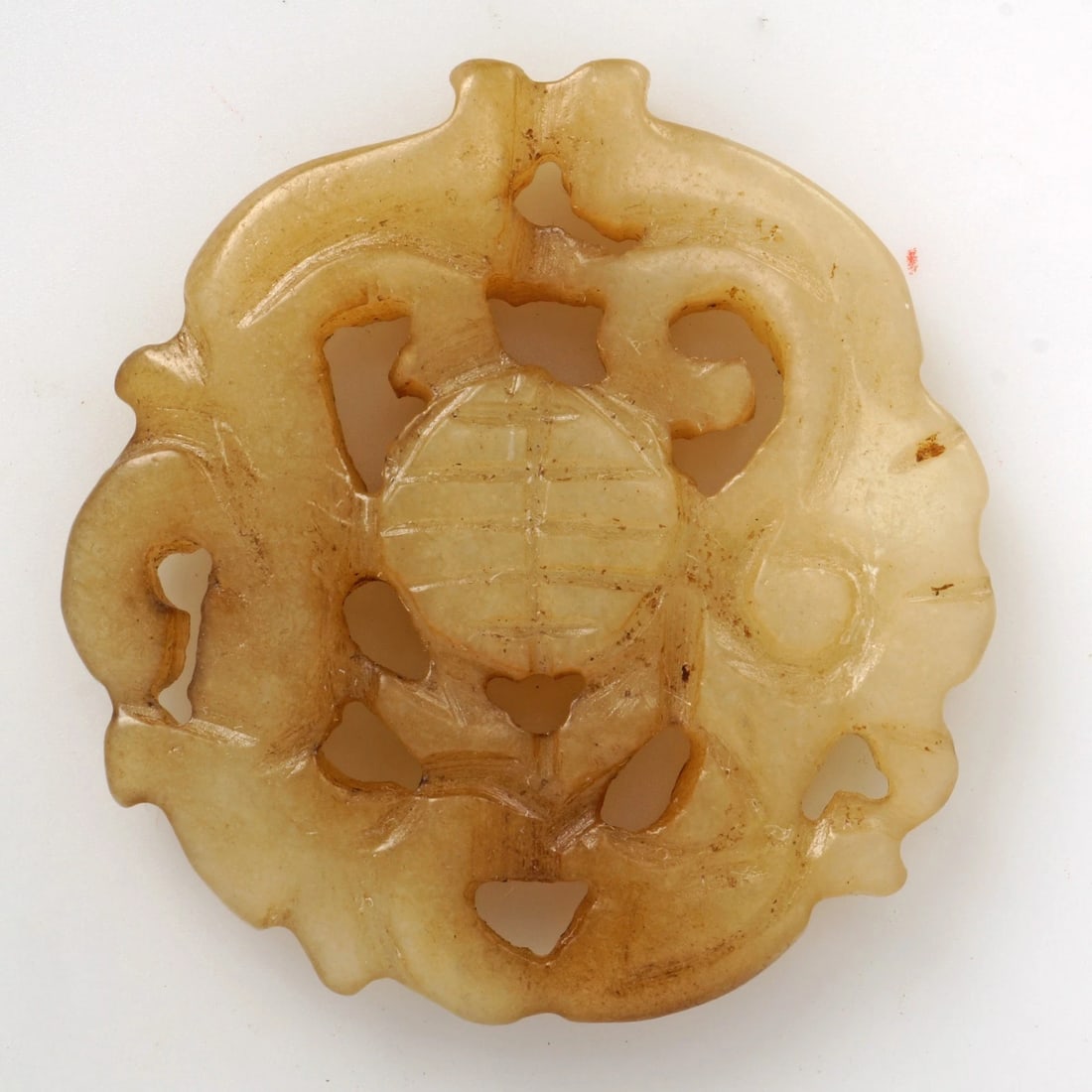 Pair VTG Chinese Carved Medallion Amulets - 4