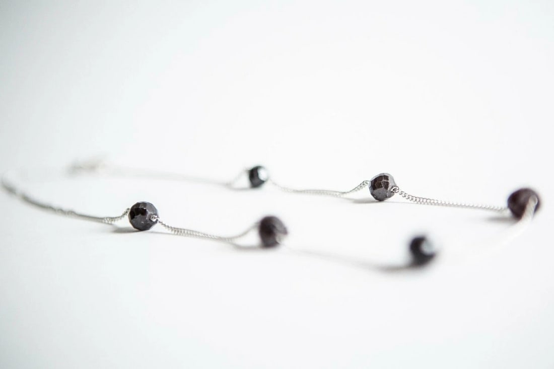 Victorian Rose Cut Garnet Beaded Sterling Silver Necklace - 3