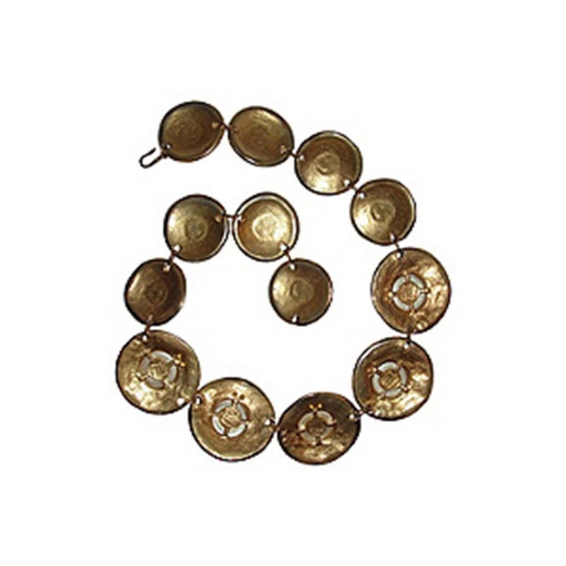 18 kt Gold Plated Simulated Mabe Pearl Disc Collar Necklace - 4