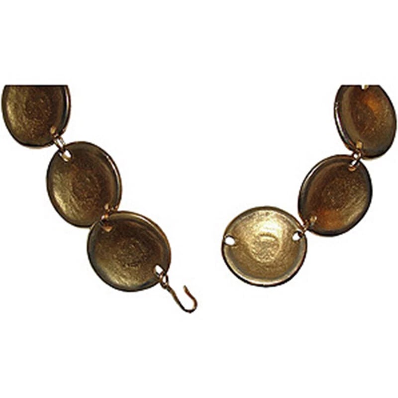 18 kt Gold Plated Simulated Mabe Pearl Disc Collar Necklace - 5