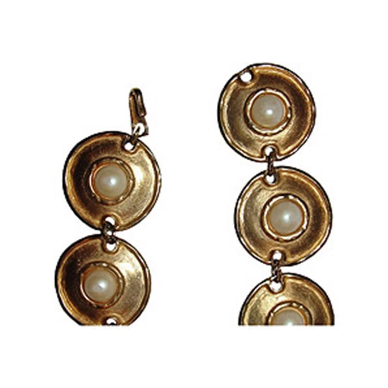 18 kt Gold Plated Simulated Mabe Pearl Disc Collar Necklace - 6