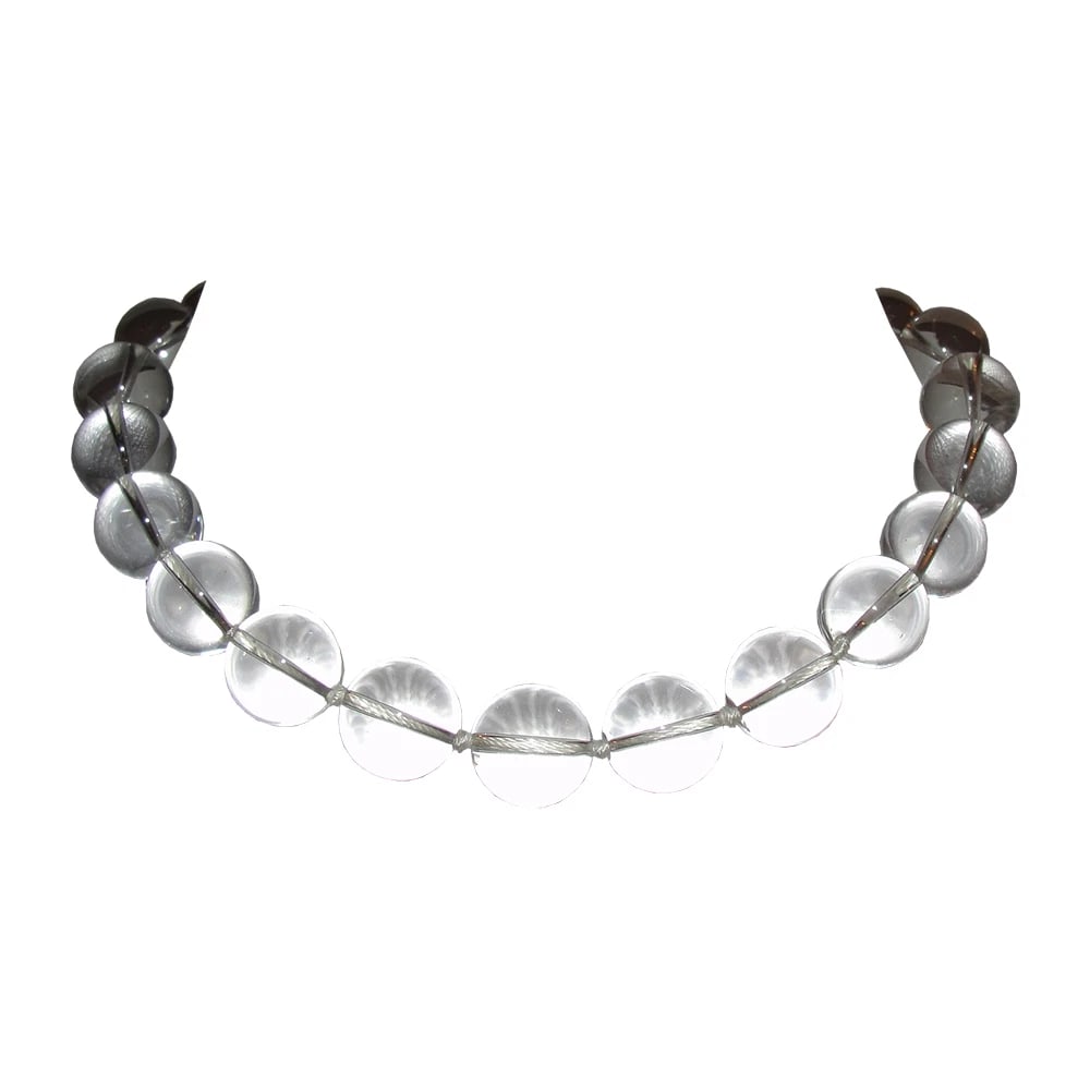 Large Pools of Light Rock Crystal Quartz Princess Bead Necklace Alberto Juan - 2