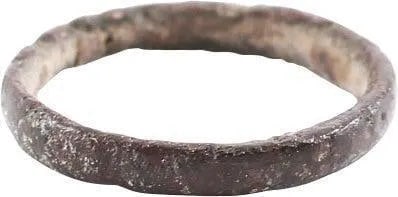 RARE VIKING WARRIOR'S BEARD RING, 9TH-11TH C.AD: Round, with a slightly rounded face and flat edges. Nominally, 0.44 inside 0.52" outside. The use of beard rings by Vikings is well documented though very few genuine examples survive. Professionally 