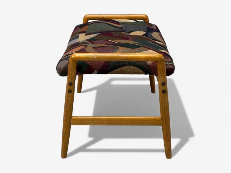 Danish Modern, Aztec Fabric, Light Stained Wood, Footstool, Denmark, 1950s - 6