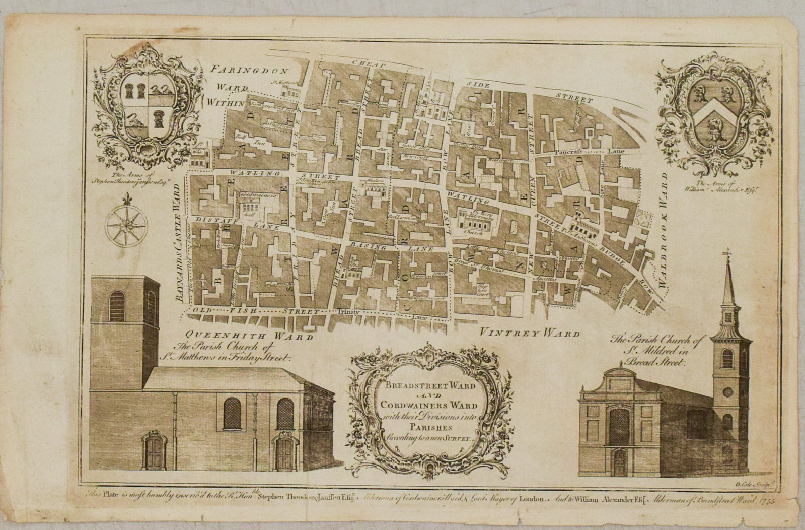 1767 London Magazine Map of "Breadstreet Ward and Cordwainers Ward…": Title:1767 London Magazine Map of "Breadstreet Ward and Cordwainers Ward…",li>Cartographer:London Magazine Year/Place:1767 c., London Map Dimension (in.):9.3 X 14. 2 in. Description:This is an