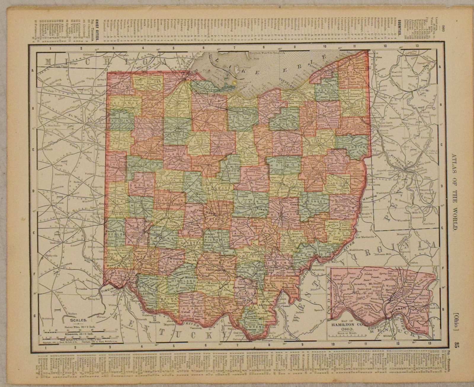 1895 Rand McNally Map of Cincinnati [verso] Ohio-- Map of the Main Portions of Cincinnati [verso] - 2