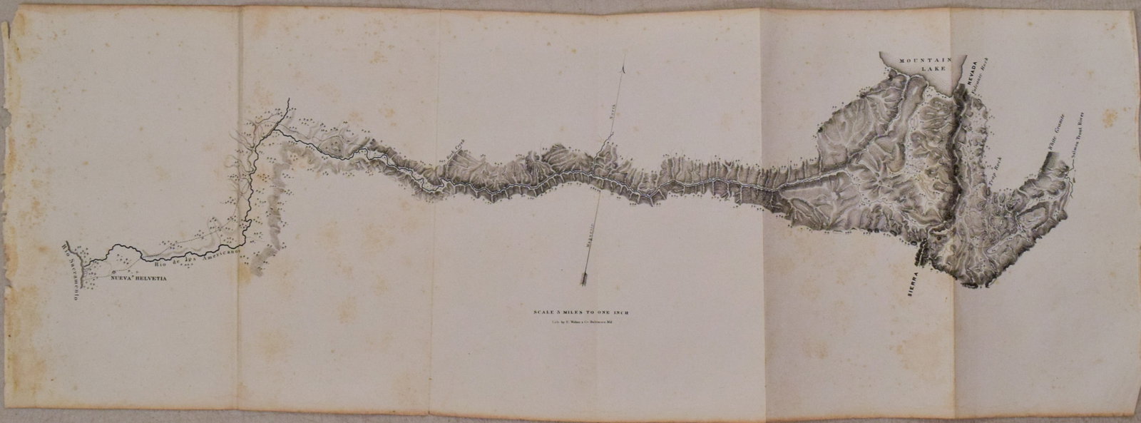 1845 Fremont Map of the American River in California a Tributary of The Sacramento River: Title:1845 Fremont Map of the American River in California a Tributary of The Sacramento River,li>Cartographer:J. C. Fremont Year/Place:1845, Washington Map Dimension (in.):8.9 X 24 in. sheet