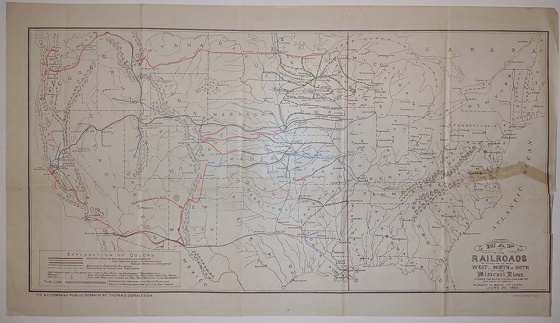 Map of the Railroads in Whole Or in Part West, North and South of the Missouri River, (1 of 1)
