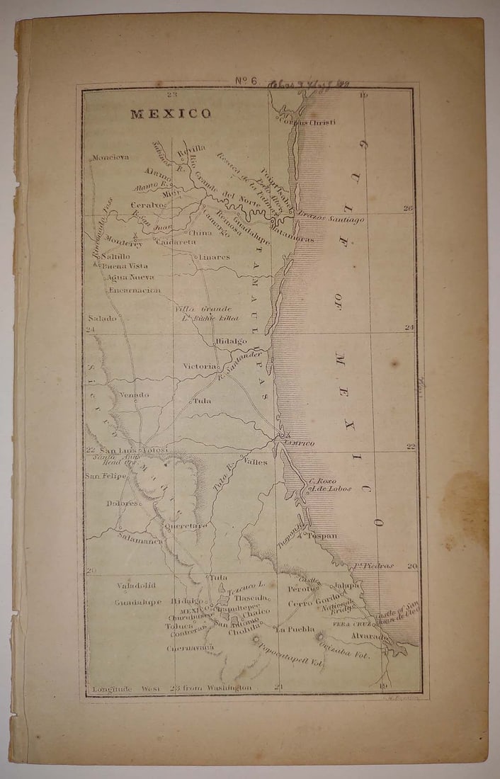 Mexico [Gulf Coast]: Publication Date:1860 Title:Mexico [Gulf Coast],li>Cartographer:BOYNTON, G.W. Publisher:S. G. GOODRICH Brief Description:The gulf coast from Corpus Christi to Alvarado. Margin stained. Height:6 Width: