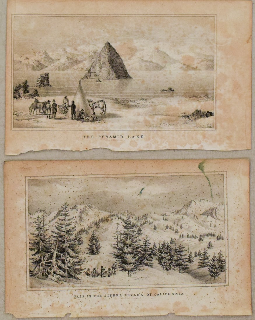 1845 Fremont Views of Pyramid Lake Nevada and a Sierra Nevada Pass in California in Snow: Title:1845 Fremont Views of Pyramid Lake Nevada and a Sierra Nevada Pass in California in Snow,li>Cartographer:J. C. Fremont Year/Place:1845, Washington Map Dimension (in.):4.4 X 7.3 in. Description:T