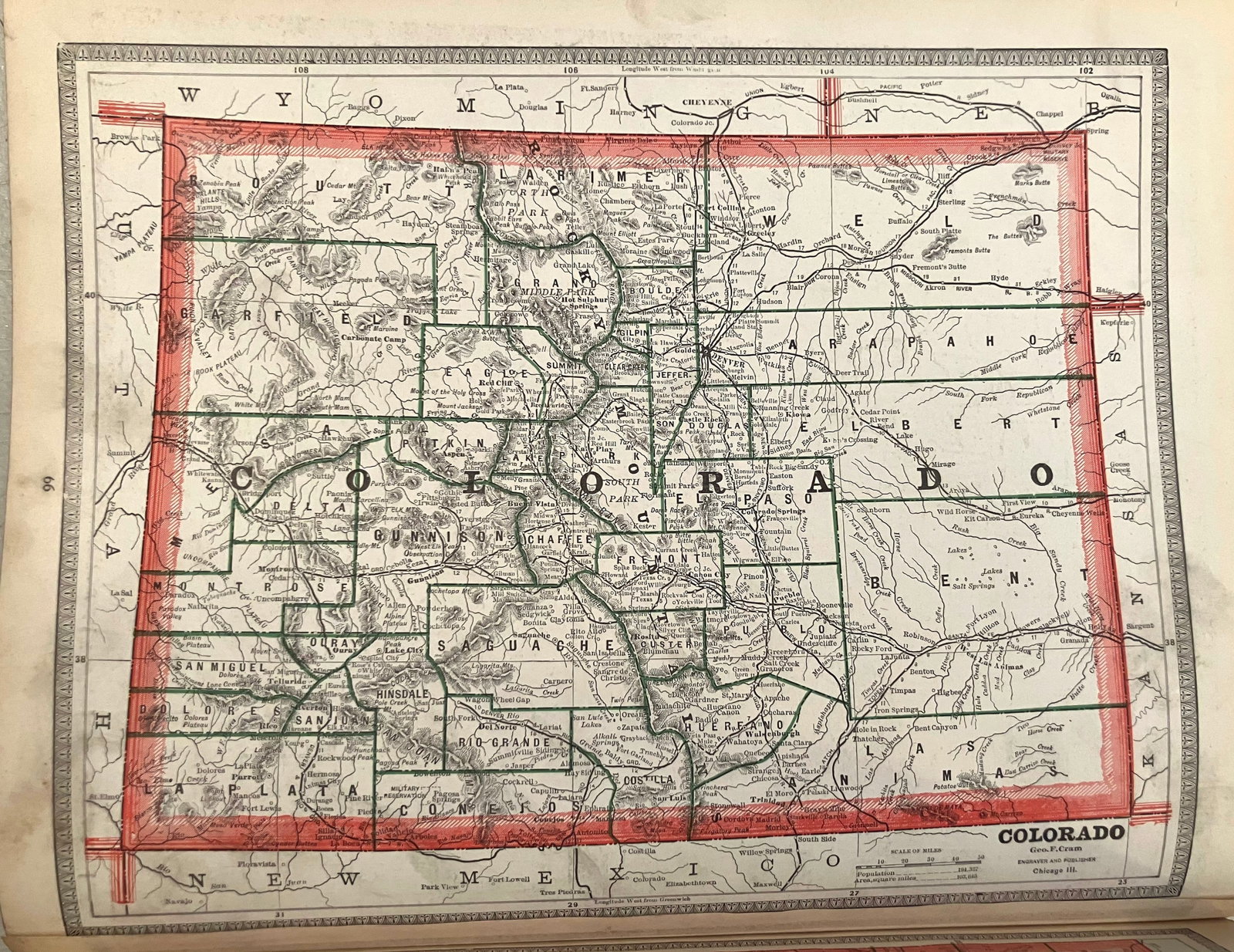 1893 Cram Map of Texas [verso] Indian Territory [verso] Colorado -- Texas [verso] Indian Ty. [verso] - 3