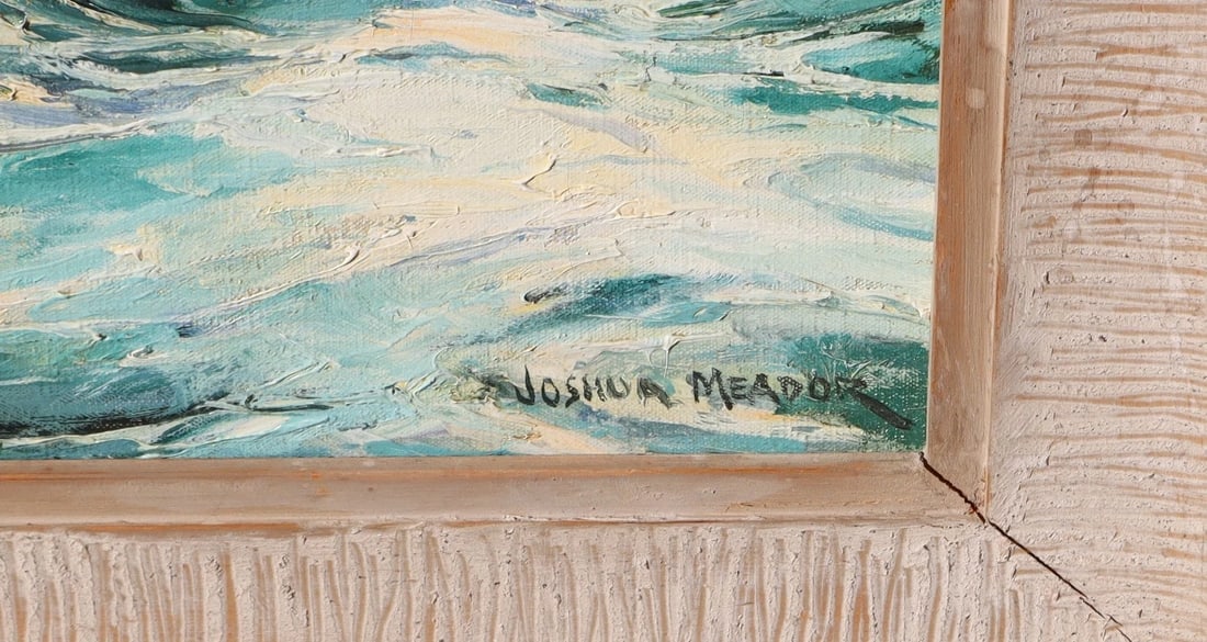JOSHUA MEADOR Original oil painting Seascape with Gulls (Surprize #365) - 4