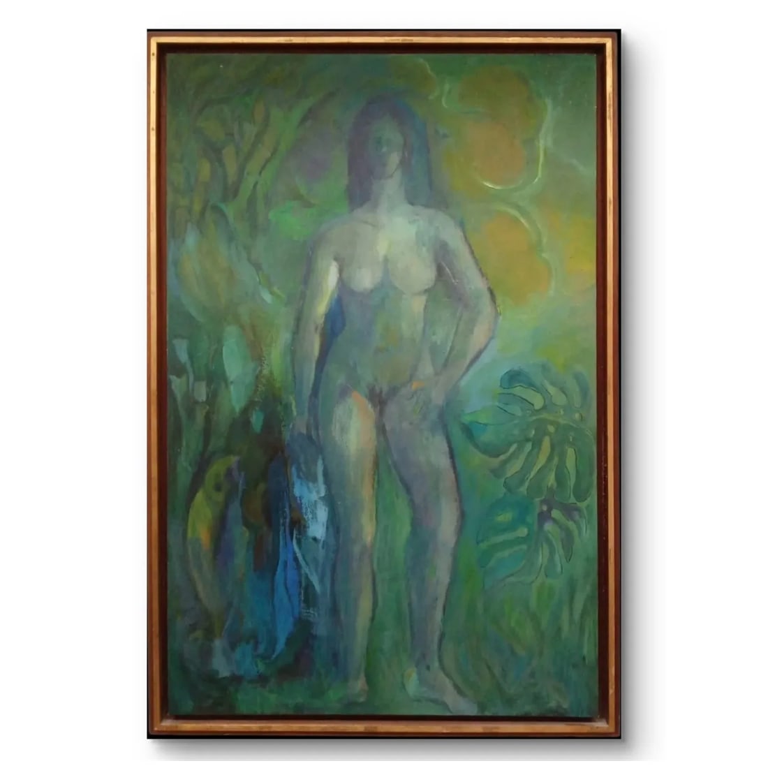 Bettina – Mid‑Century Oil on Canvas: Female Figure with Fish - 2