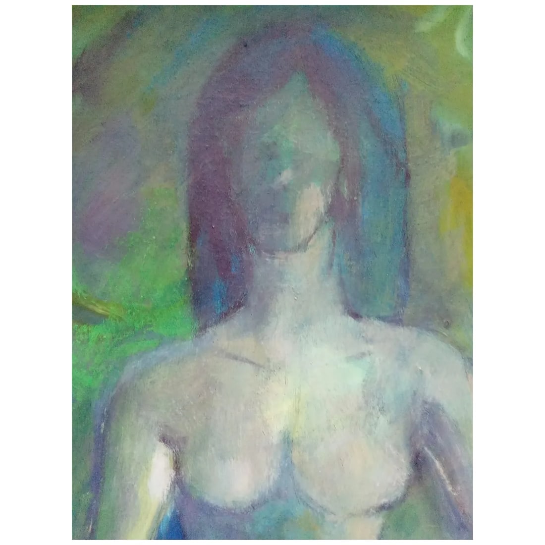 Bettina – Mid‑Century Oil on Canvas: Female Figure with Fish - 3