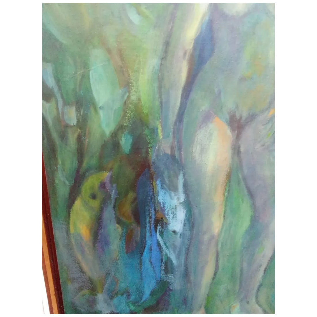 Bettina – Mid‑Century Oil on Canvas: Female Figure with Fish - 5