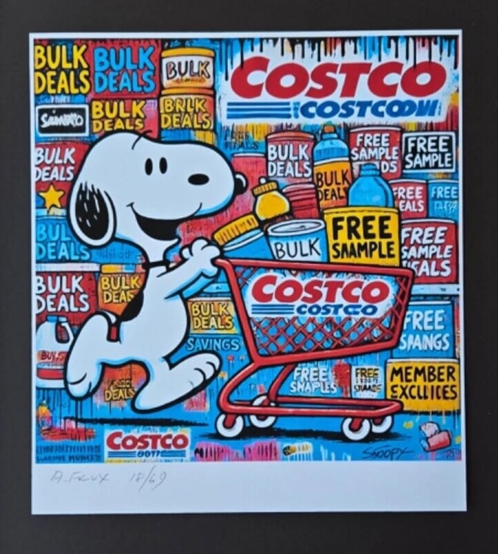 AIDAN FLUX | Hand Signed Authentic Print Framed SNOOPY SHOPPING AT COSTCO COA - 3