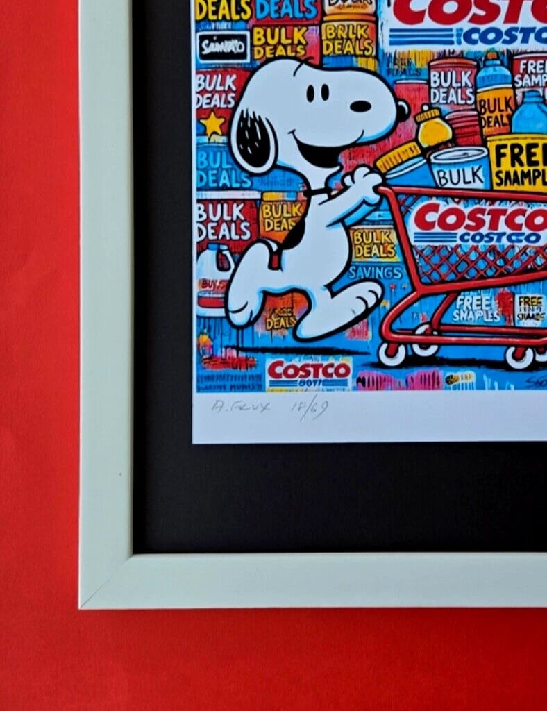 AIDAN FLUX | Hand Signed Authentic Print Framed SNOOPY SHOPPING AT COSTCO COA - 4