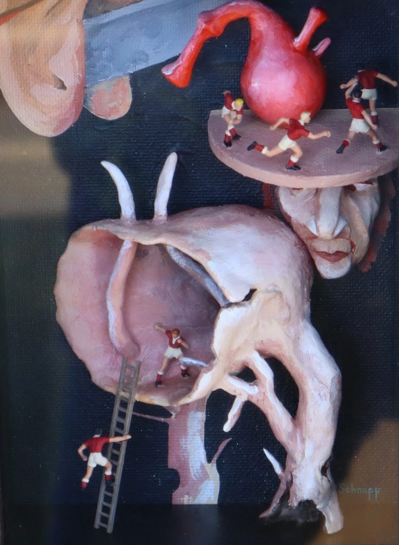 AL SCHNUPP Mixed Media Sculpture From Garden of Earthly Delight Black Box Frame - 2